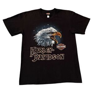 Harley-Davidson Eagle T-Shirt Anchorage Alaska Skull Moose Antlers Men’s L Black